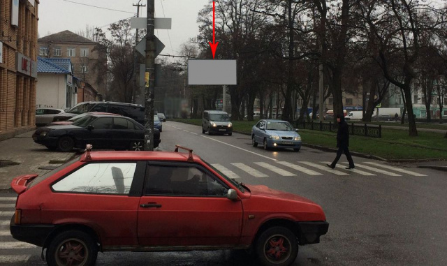 Щит 6x3,  018Б,просп. Пушкіна, 38 (біля перехрестя з вул. Робоча), у бік вул.Робоча
